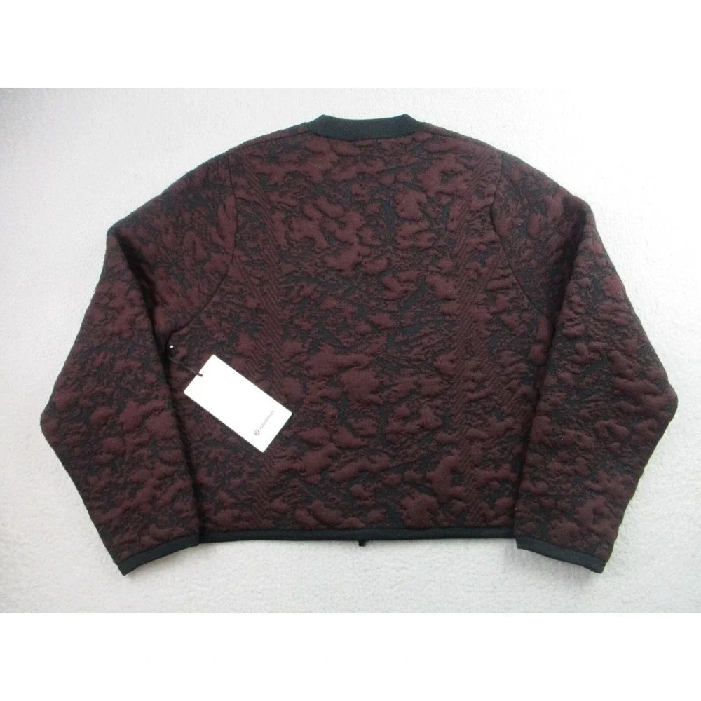 NWT Lululemon Jacquard Multi-Texture Sweater Womens Sz 6 Red Merlot Merino Wool‎